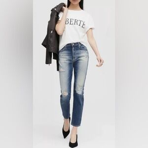 AG ADRIANO GOLDSCHMIED. THE ISABELLE high - rise straight crop jeans